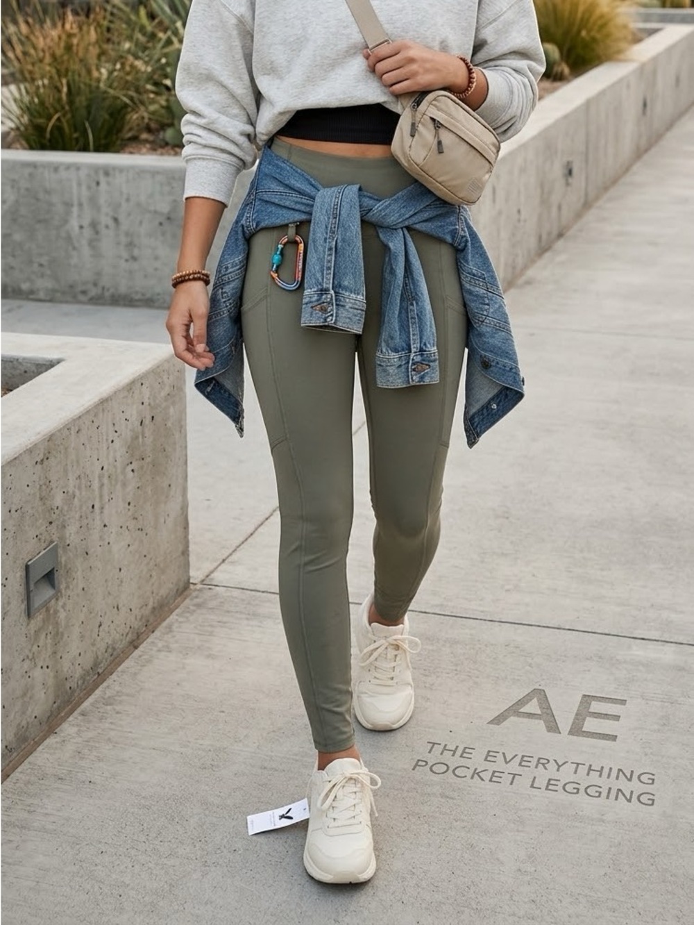 American Eagle The Everything Pocket Leggings - Olive Green Small